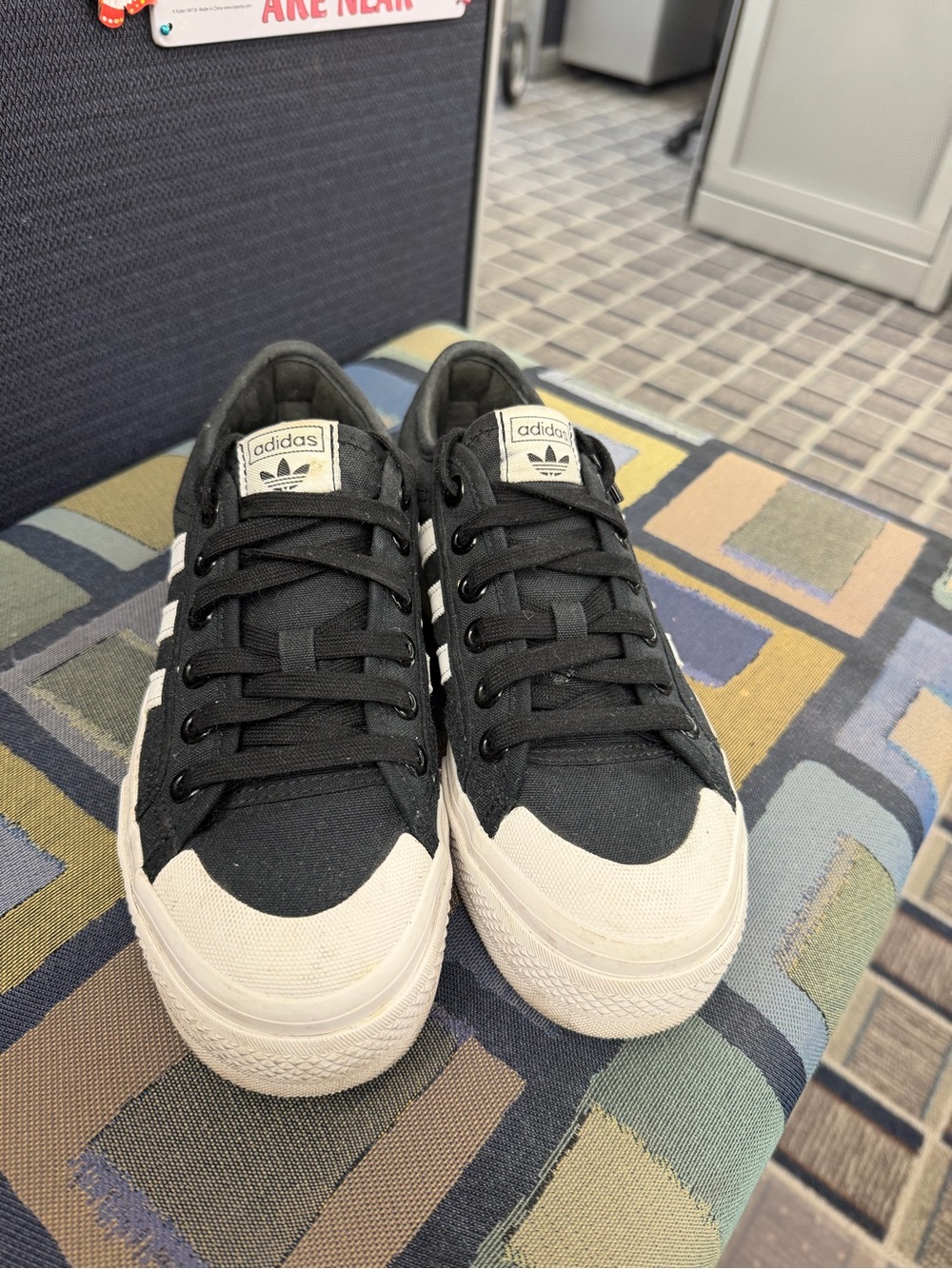 adidas Nizza Black and White Low-Top Canvas Sneakers